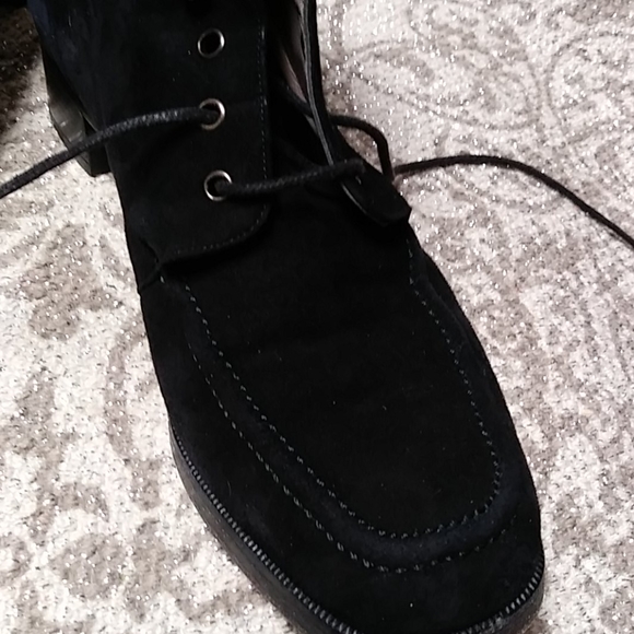 (SOLD)Chanel Classic Moto Combat Black Suede Boots - Picture 11 of 11